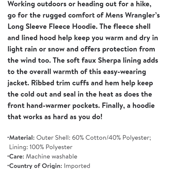 Wrangler Men's Long Sleeve Full Zip Fleece Hoodie - Picture 6 of 6